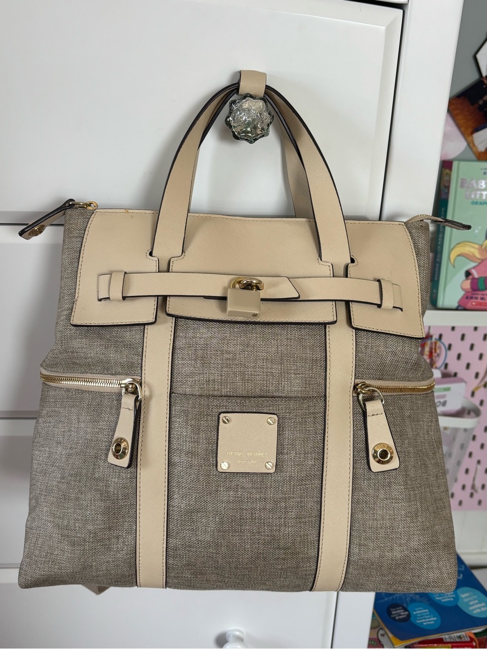 Henri Bendel Jetsetter Canvas Saffiano Convertible Backpack Tote